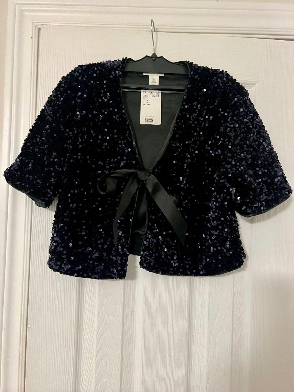H&M Black/Blue  Sequin Top NWT